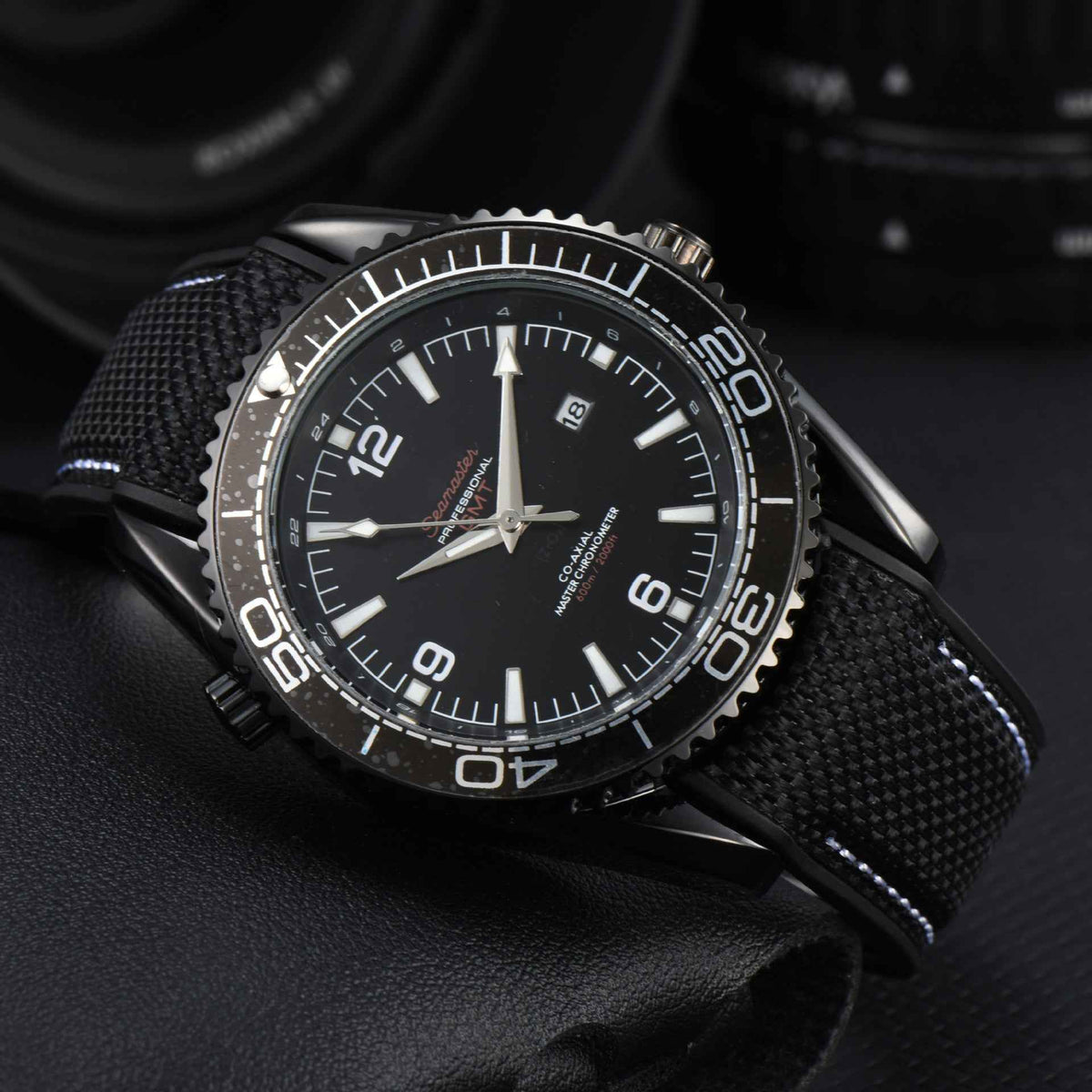 Men's Watch Oversized Black - Black Strap Silver - Black Strap Black - Black Strap