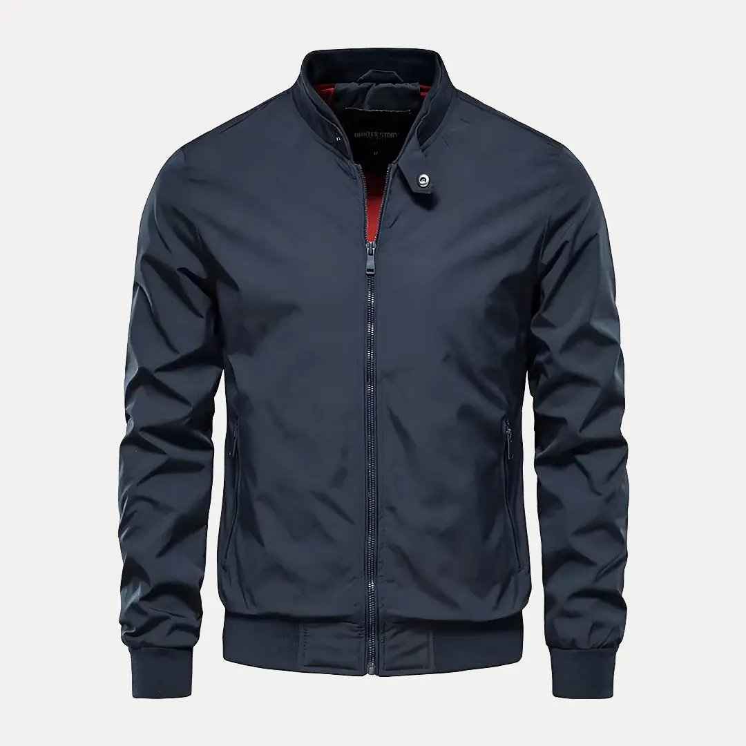 Men's Stand Collar Bomber Jacket Blue