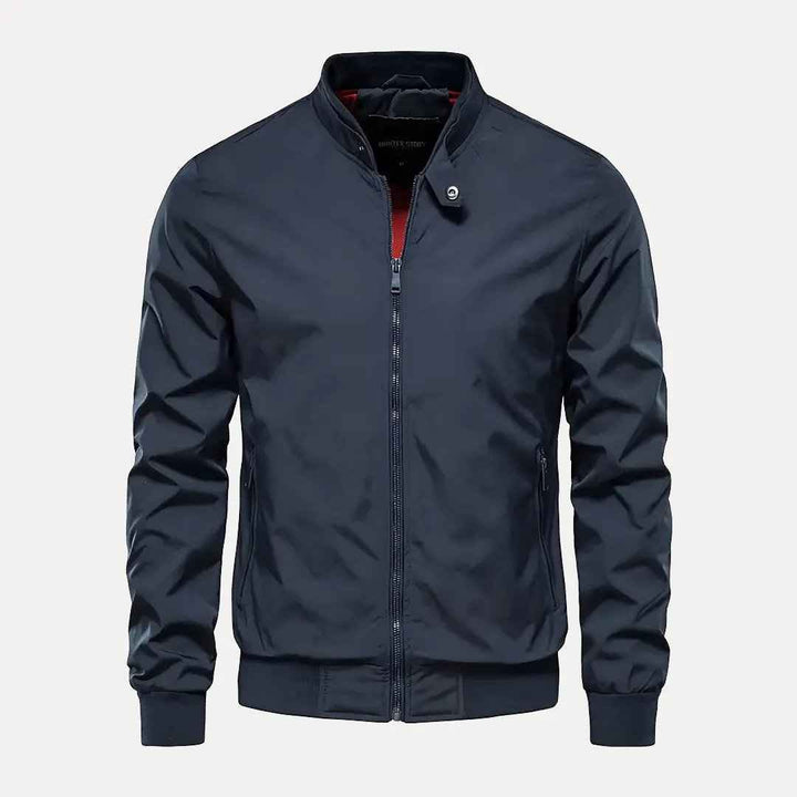 Men's Stand Collar Bomber Jacket Blue