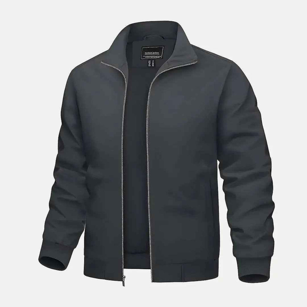 Men's Polyester Stand Collar Waterproof Jacket Winter Essential Dark Gray
