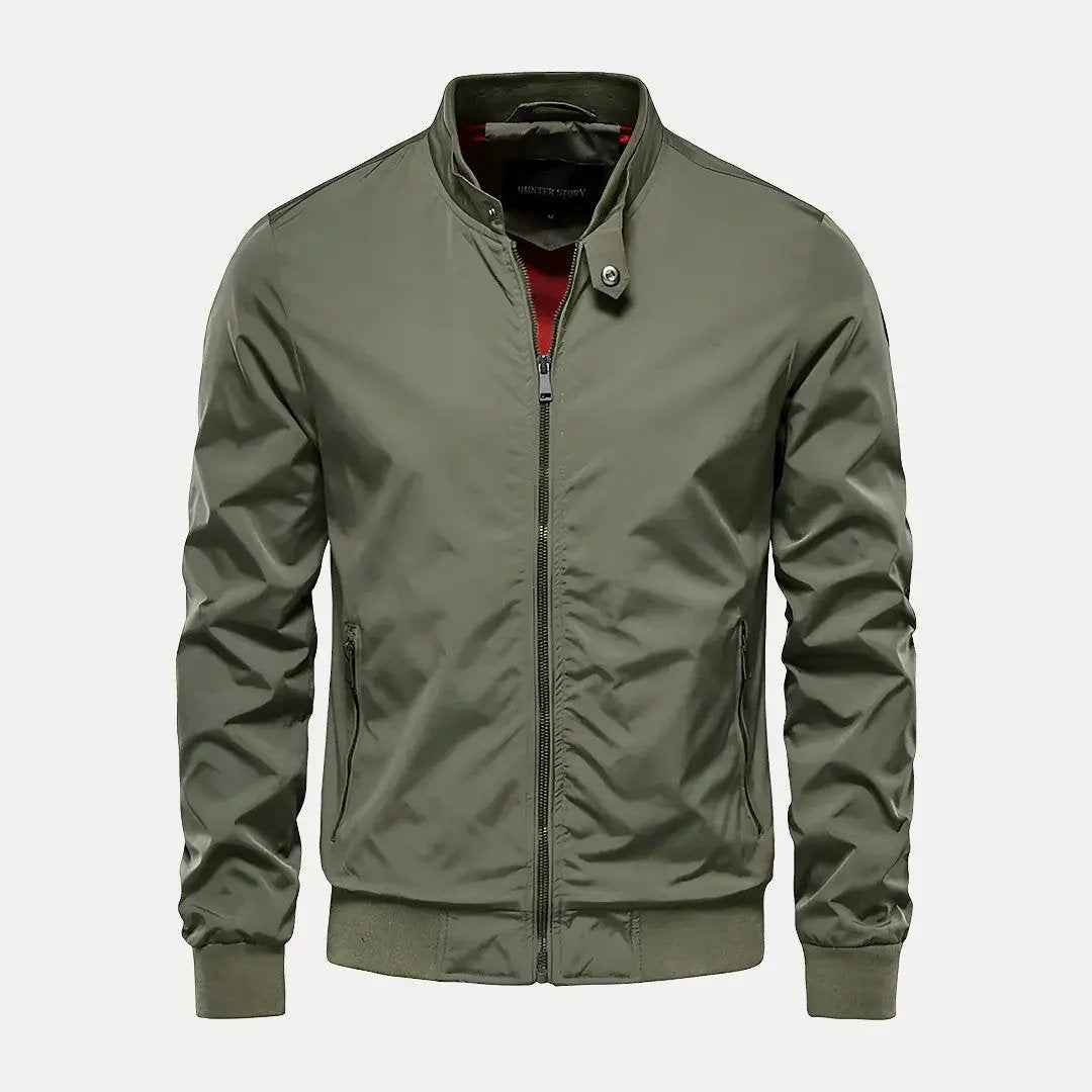 Men's Stand Collar Bomber Jacket Green
