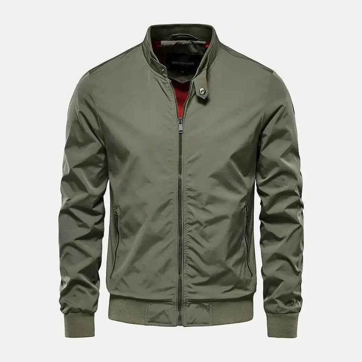 Men's Stand Collar Bomber Jacket Green