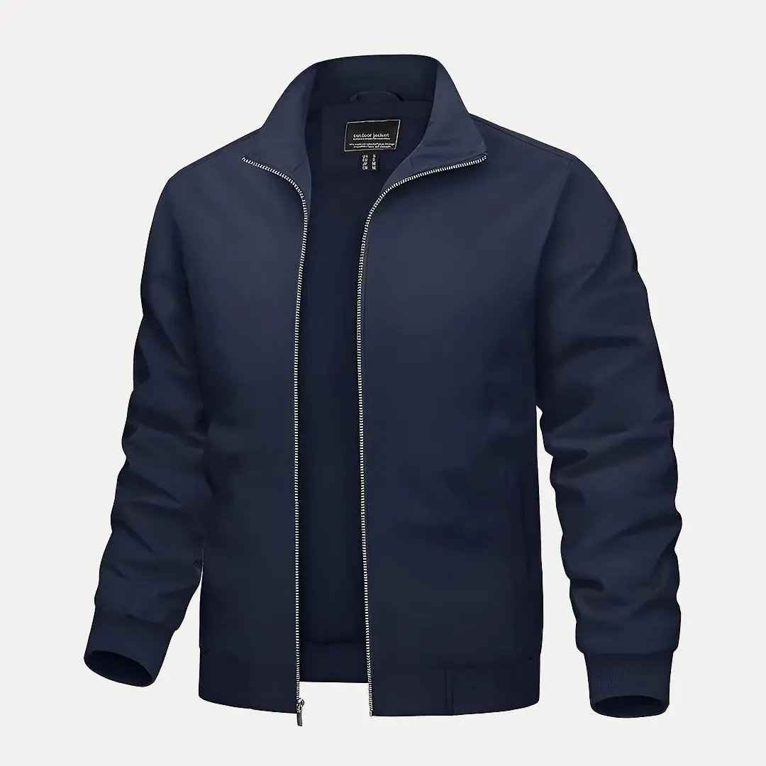 Men's Stand Collar Bomber Jacket Blue