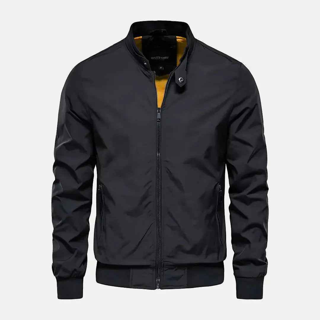 Men's Stand Collar Bomber Jacket Black
