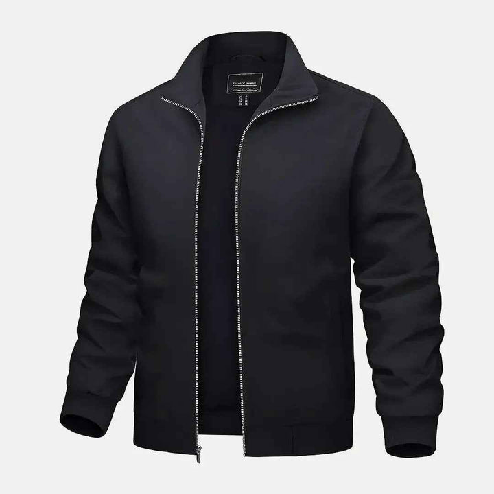 Men's Stand Collar Bomber Jacket Black
