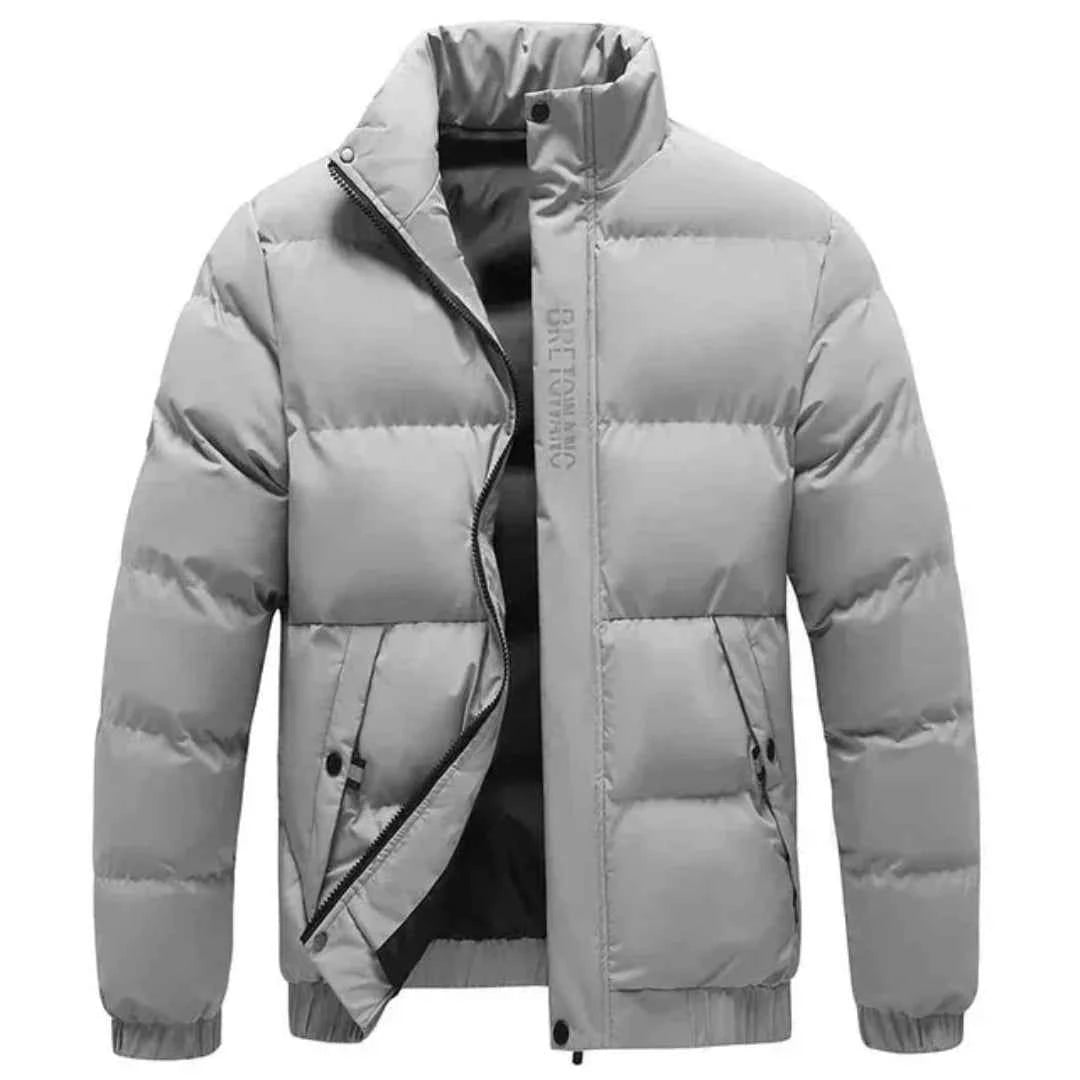 Men's Stand-Collar Puffer Jacket Gray
