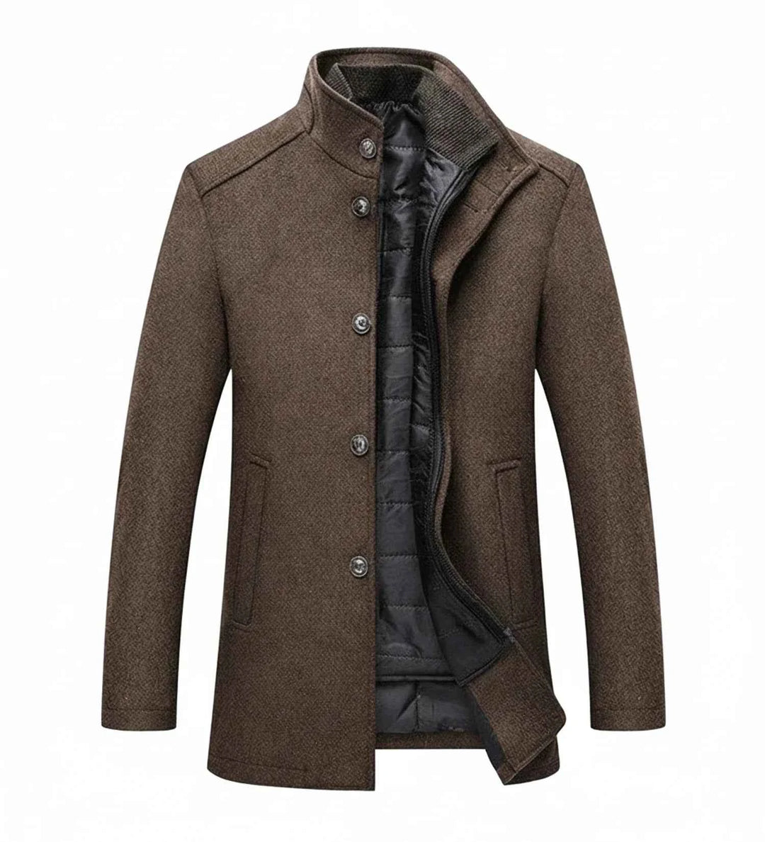 Men's Stand Collar Short Overcoat Camel