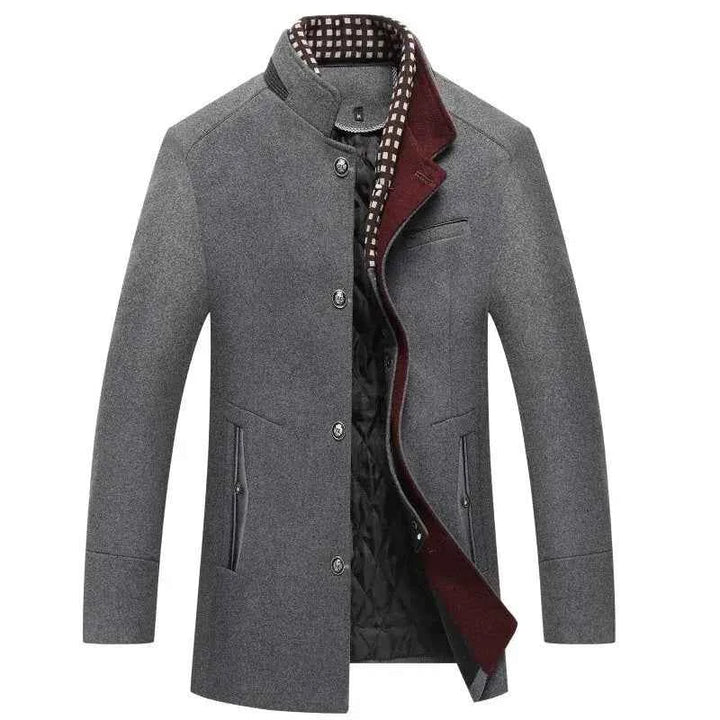 Men's Stand Collar Wool Coat Gray