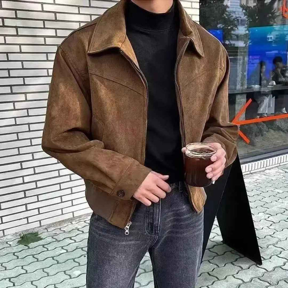 Men's Streetwear Jacket - Stylish Urban Outerwear Brown