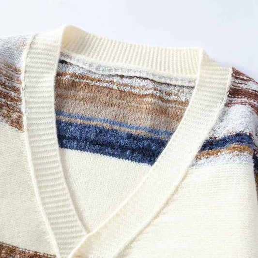 Men's Relaxed Fit Striped Cardigan Winter Essential Knitwear
