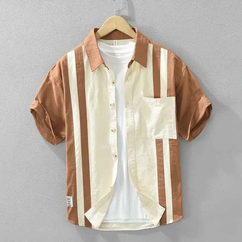 Men's Striped Casual Shirt Orange