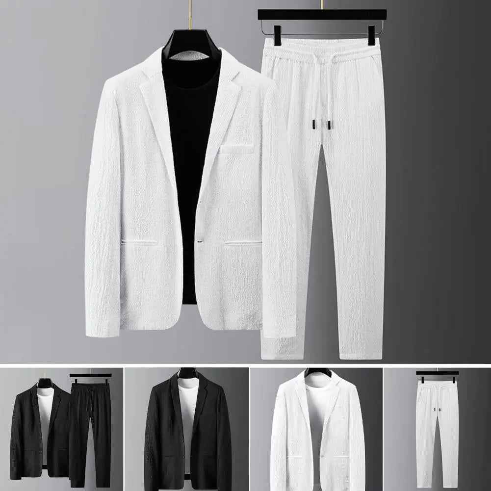 Men's Striped Pleat Blazer Suit