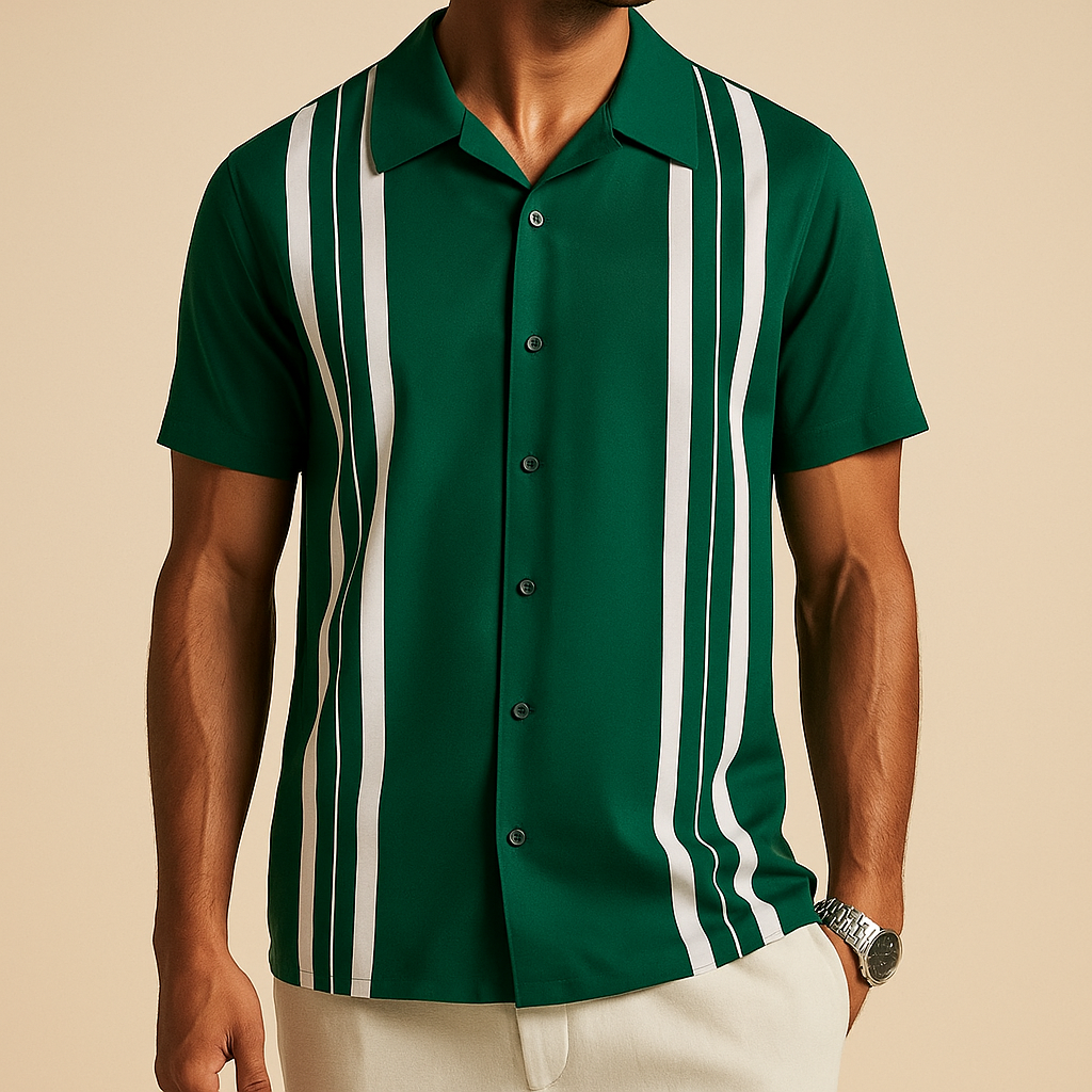 Men's Striped Polo Shirt - Haverford Style Green