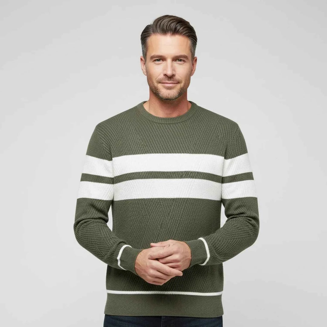 Men's Striped Sweater Green