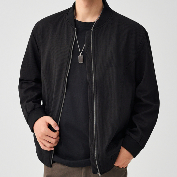 Men's Stylish Bomber Jacket - Harbor Ridge Design Black