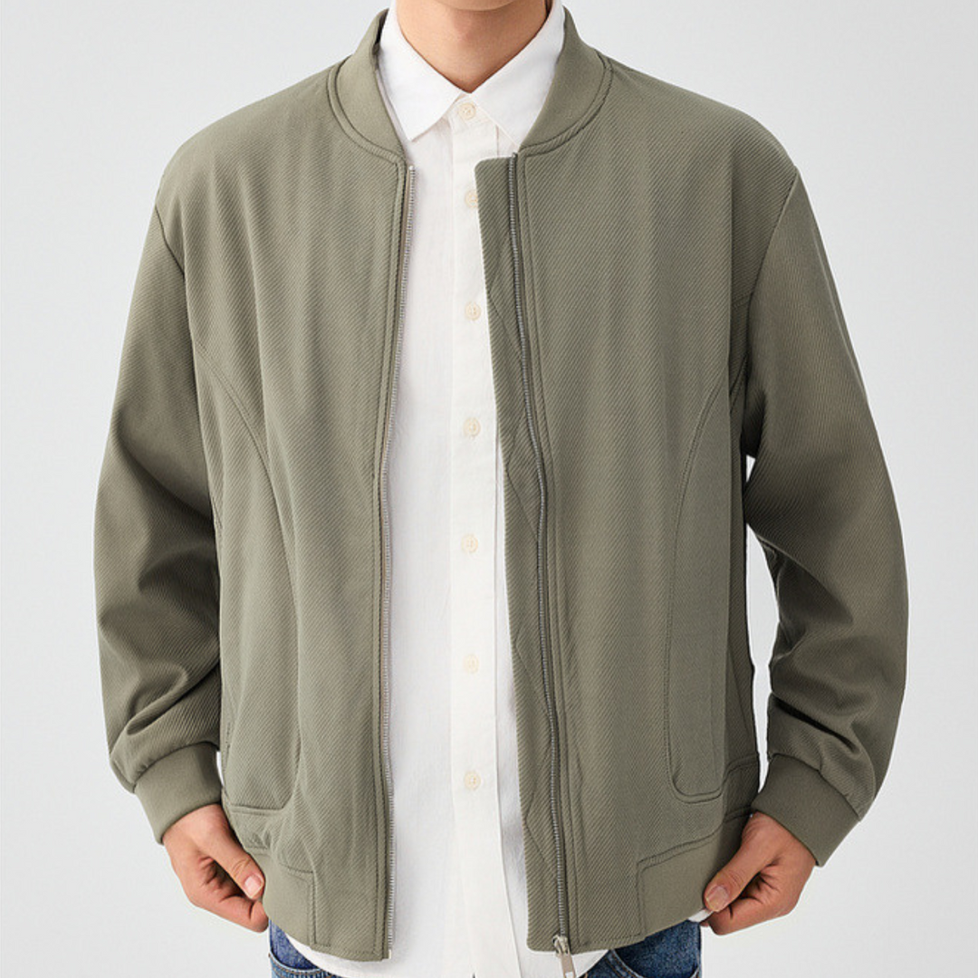 Men's Stylish Bomber Jacket - Harbor Ridge Design Green