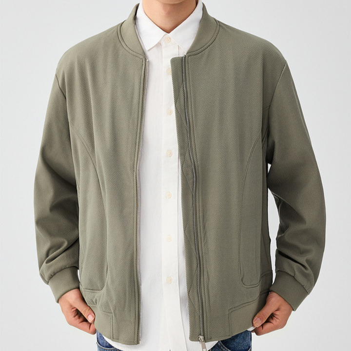 Men's Stylish Bomber Jacket - Harbor Ridge Design Green