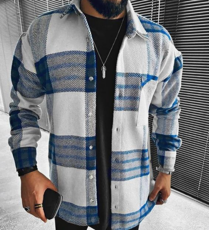 Men's Stylish Checked Shirt Dark Blue