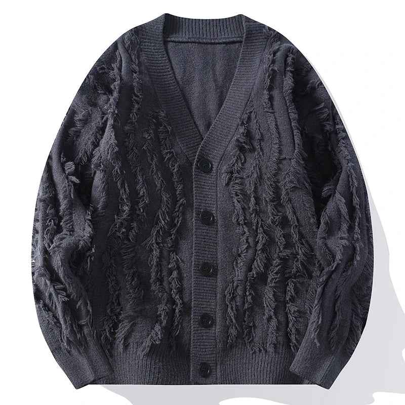 Men's Cardigan Relaxed Khaki Winter Black Gray