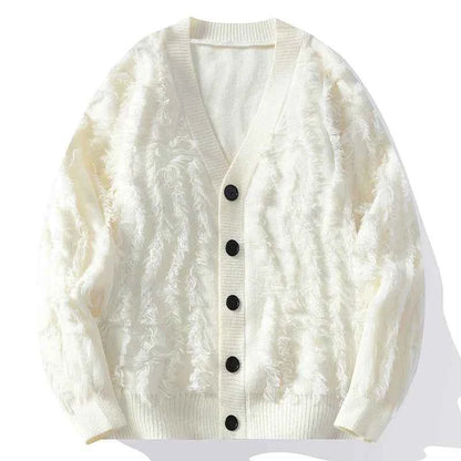Men's Cardigan Relaxed Khaki Winter Black White