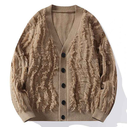 Men's Cardigan Relaxed Khaki Winter Black Khaki