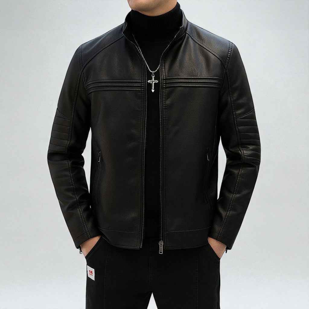 Men's Stylish Moto Jacket - Trendy Biker Outerwear Black