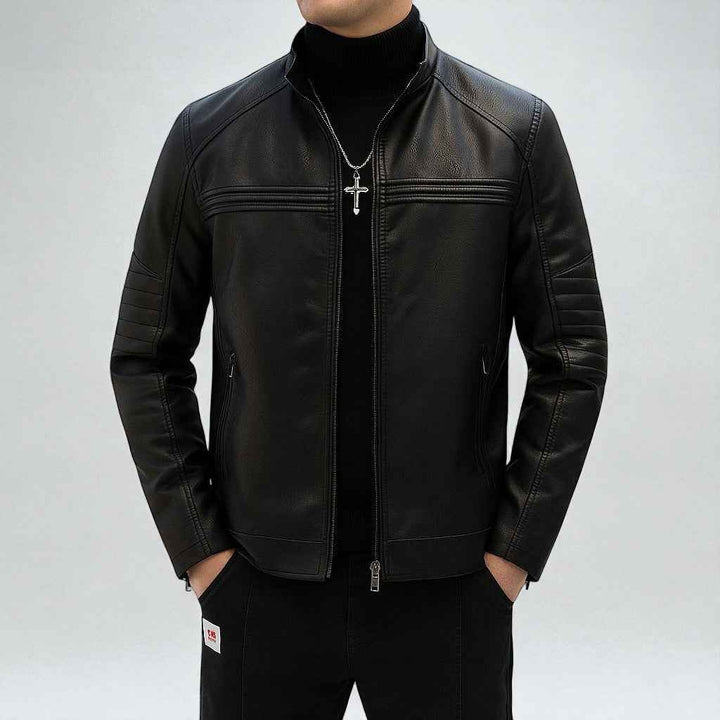 Men's Stylish Moto Jacket - Trendy Biker Outerwear Black