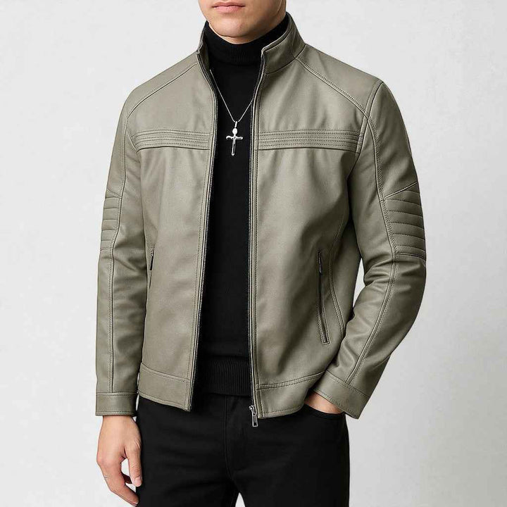 Men's Stylish Moto Jacket - Trendy Biker Outerwear Green