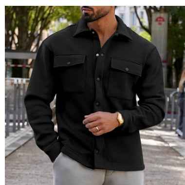 Men's Stylish Shirt Jacket Black