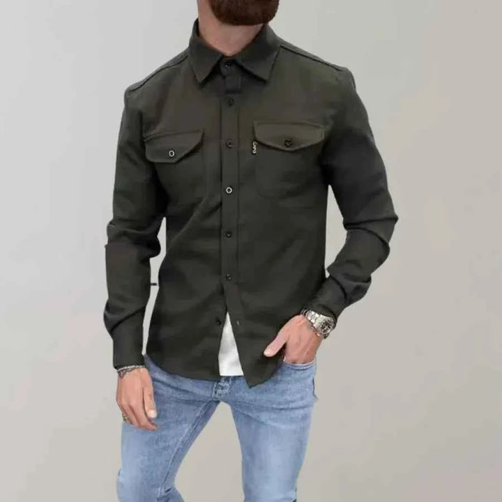 Men's Stylish Shirt - Modern Design Army Green