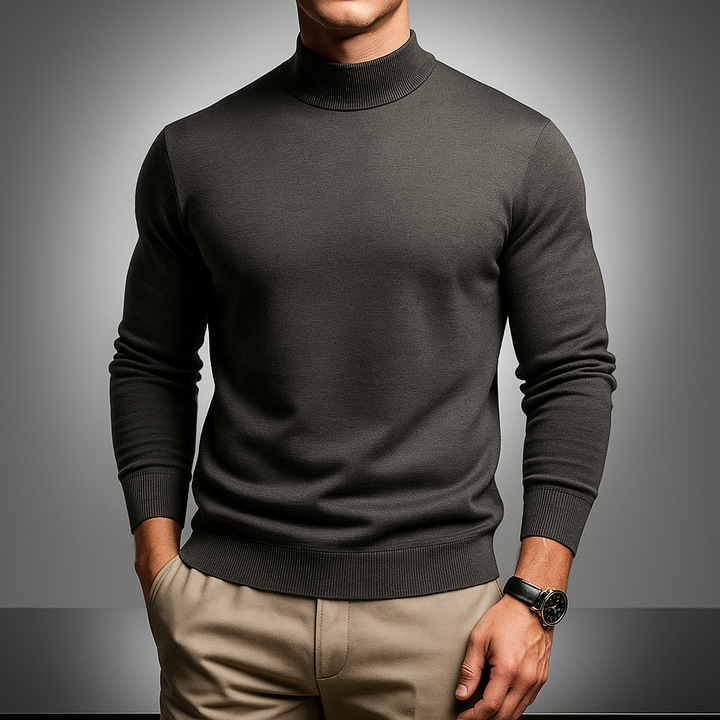 Men's Stylish Turtleneck Sweater Dark Gray