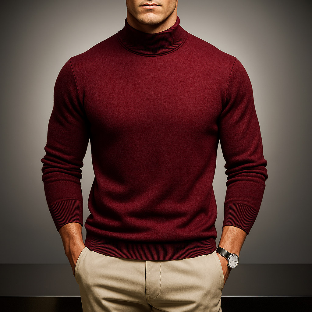 Men's Stylish Turtleneck Sweater Red