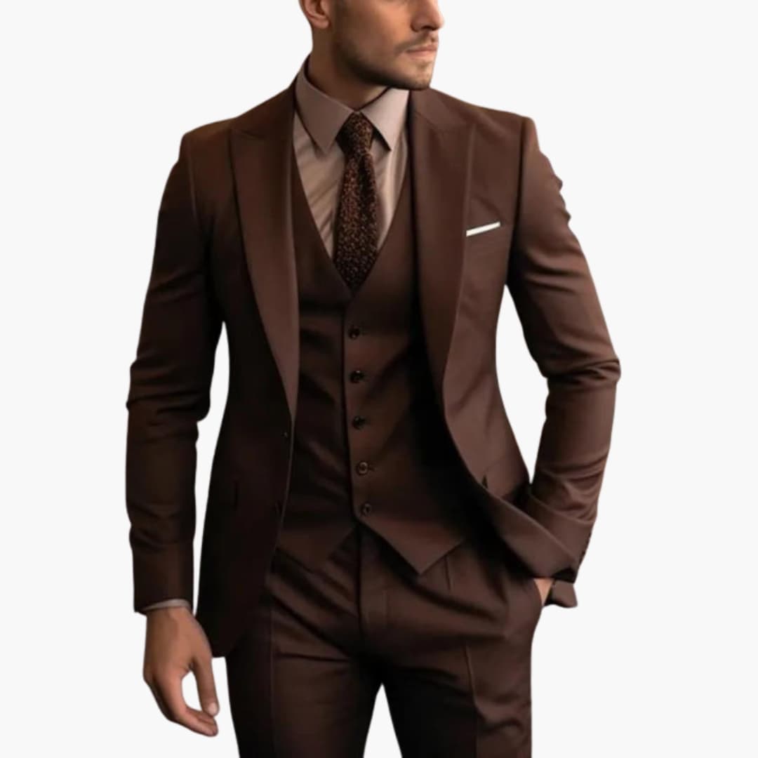 Men's Stylish Wedding Suit | Complete Outfit Brown