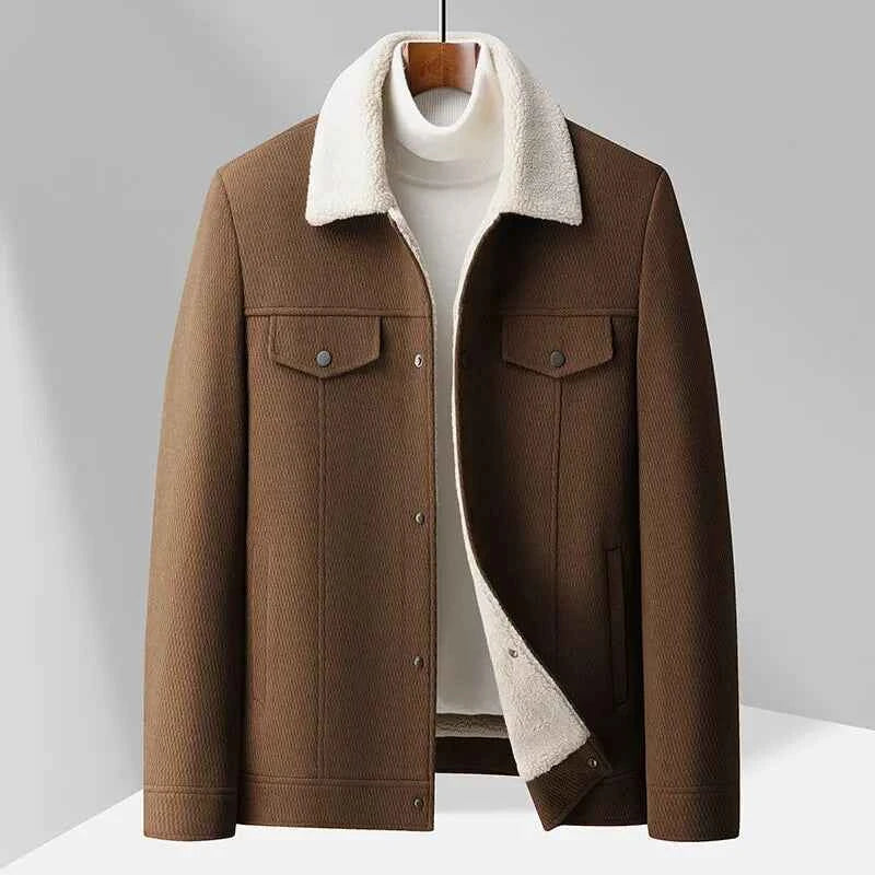 Men's Stylish Wood Jacket Coffee Brown