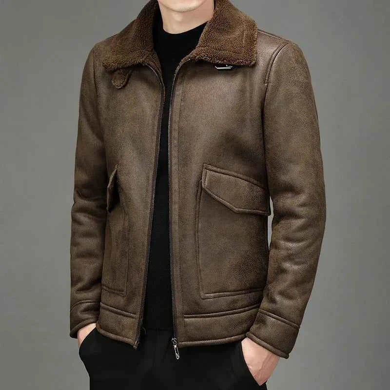Men's Suede Aviator Jacket Brown