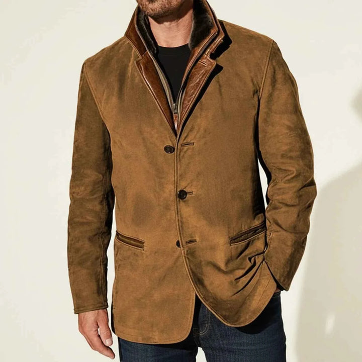 Men's Suede Style Blazer Jacket Brown