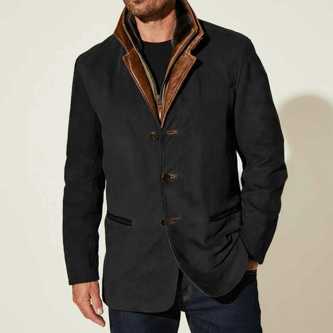 Men's Suede Style Blazer Jacket Black