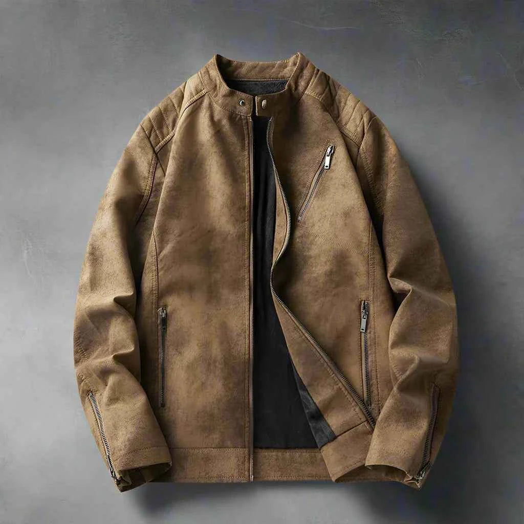 Men's Suede Zip Jacket - Denali Style Brown