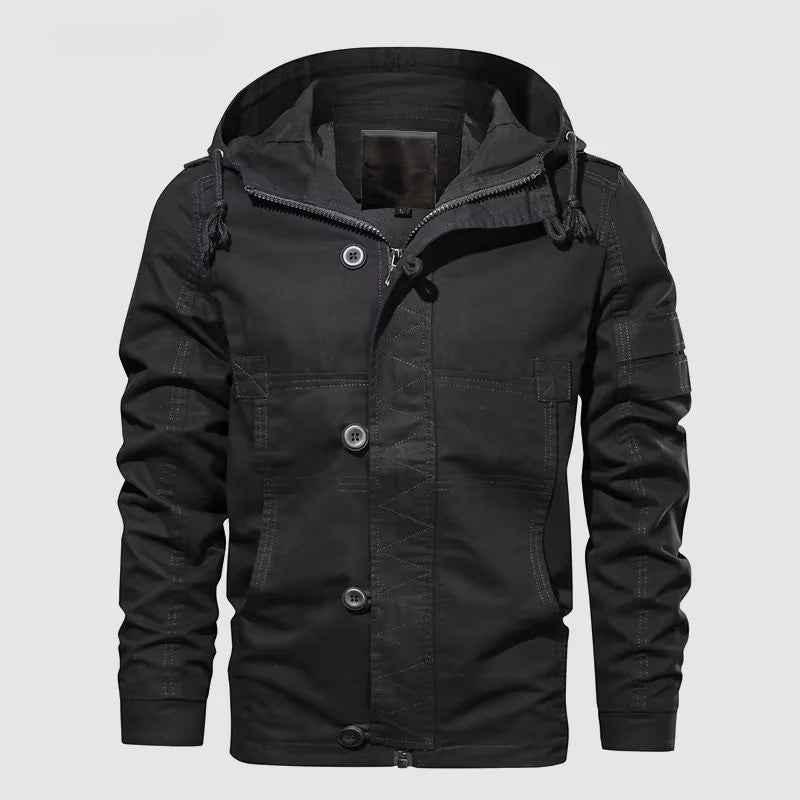 Men's Tactical Hooded Jacket - Versatile Outdoor Gear Black