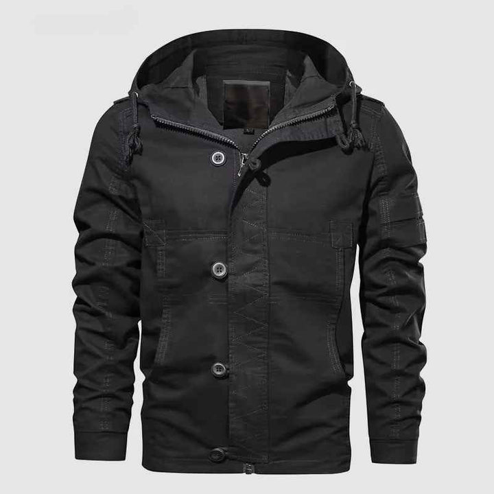 Men's Tactical Hooded Jacket - Versatile Outdoor Gear Black