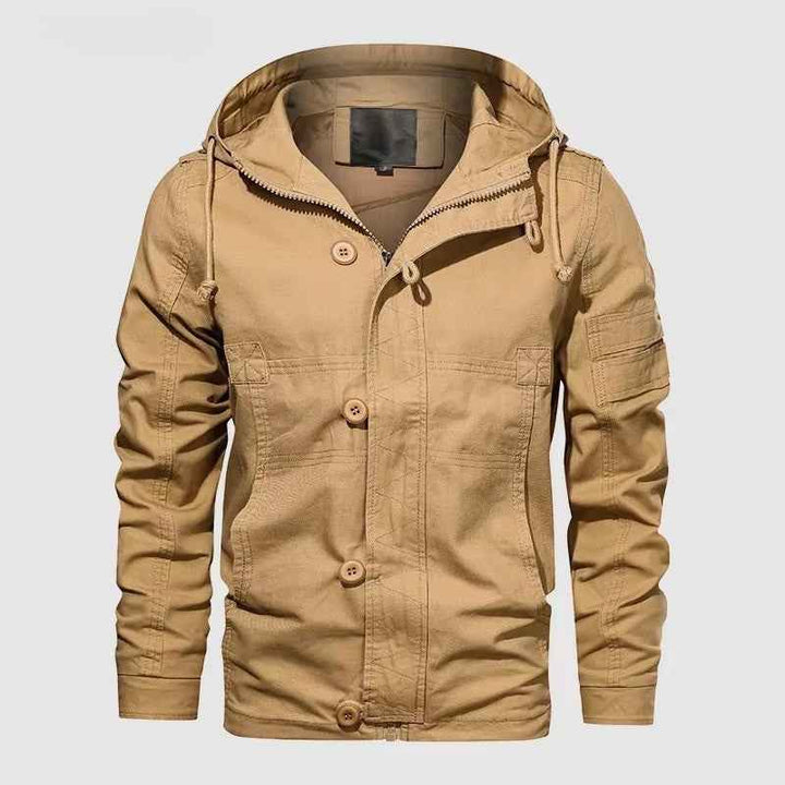 Men's Tactical Hooded Jacket - Versatile Outdoor Gear Khaki