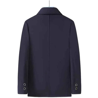 Men's Polyester Coat Slim Fit Pockets Khaki Winter Button Closure
