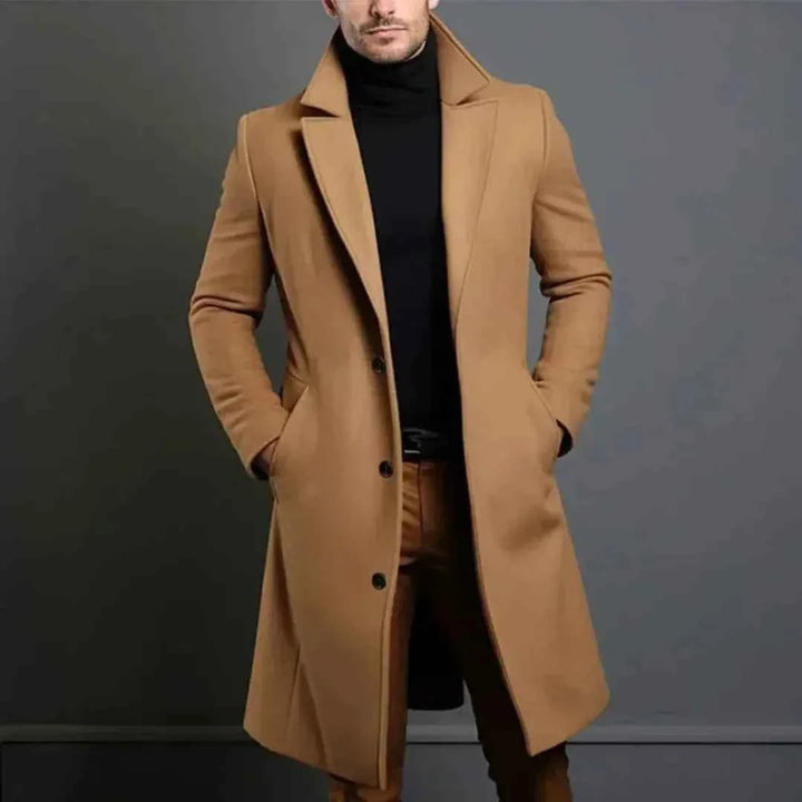 Men's Tailored Longline Wool Overcoat Beige