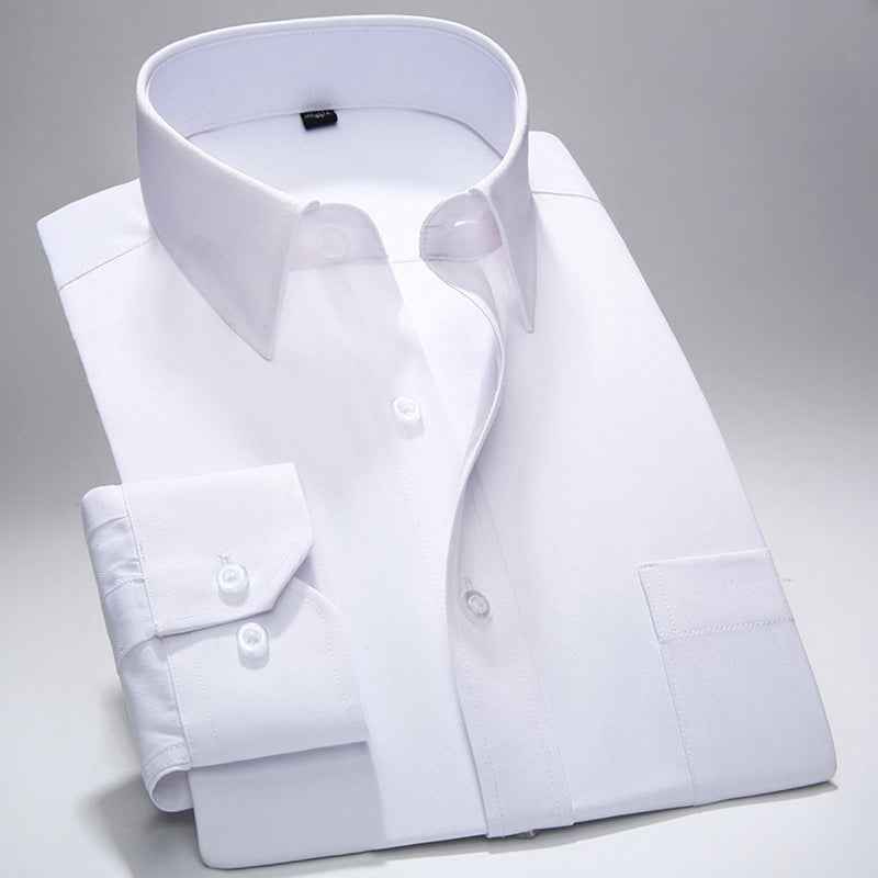Men's Tailored Oxford Shirt with Button Front Chest Pocket White