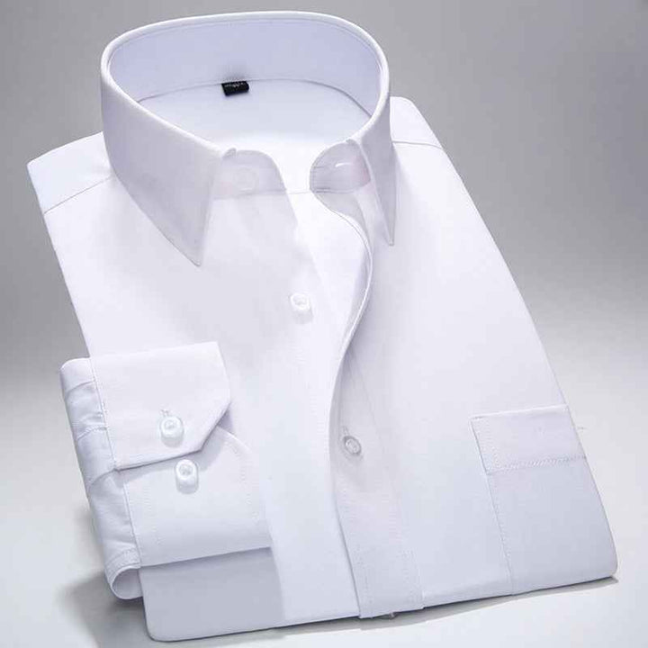 Men's Tailored Oxford Shirt with Button Front Chest Pocket White