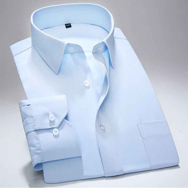 Men's Tailored Oxford Shirt with Button Front Chest Pocket Light Blue