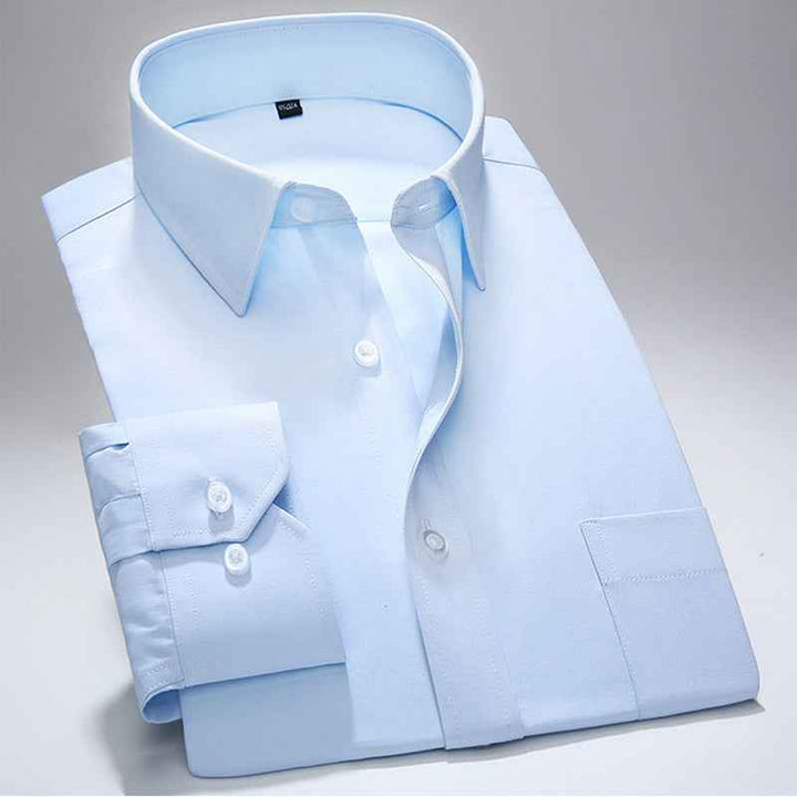 Men's Tailored Oxford Shirt with Button Front Chest Pocket Light Blue