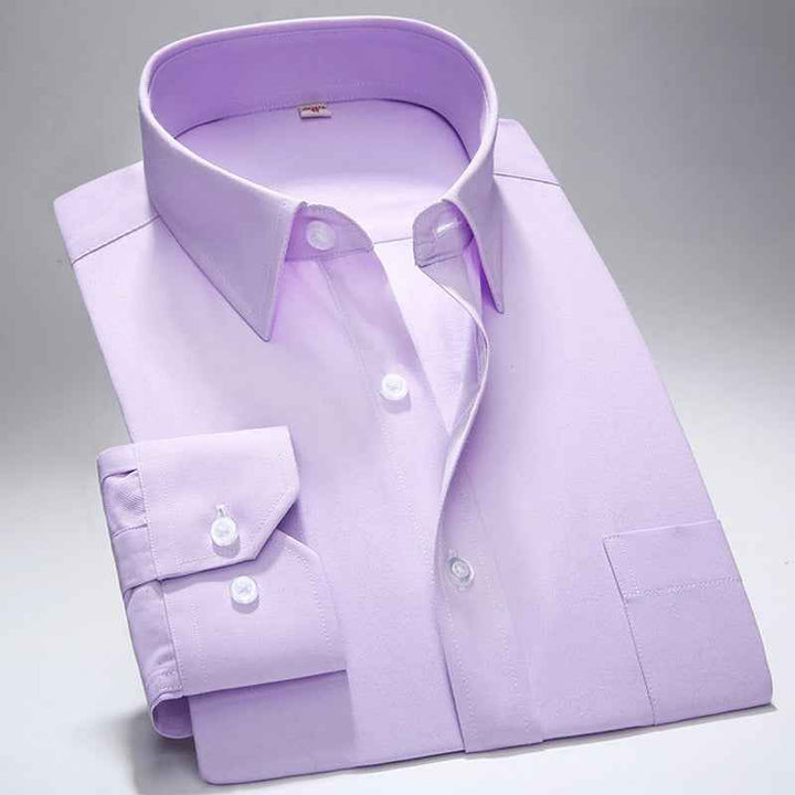 Men's Tailored Oxford Shirt with Button Front Chest Pocket Purple