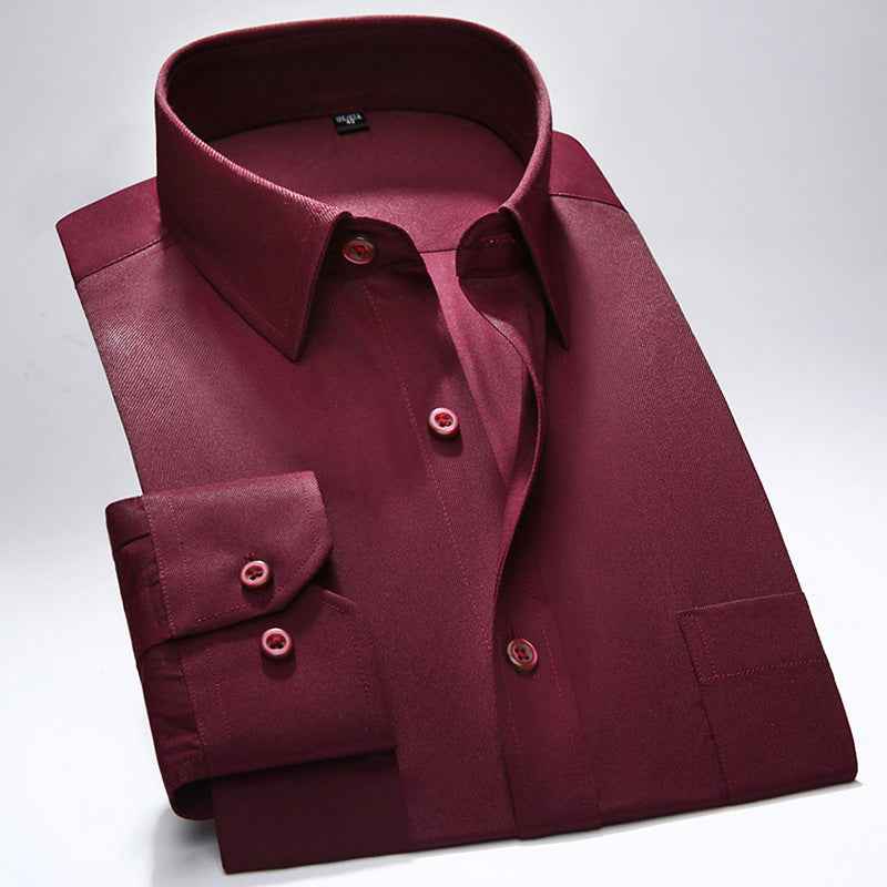 Men's Tailored Oxford Shirt with Button Front Chest Pocket Red