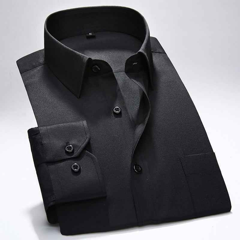Men's Tailored Oxford Shirt with Button Front Chest Pocket Black